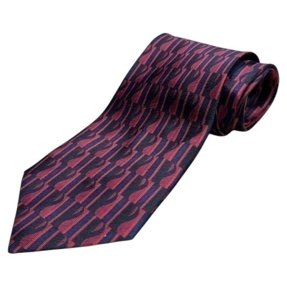Valerio Garati Handmade 100% Silk Geometric Neck Tie Black Red Blue Italian